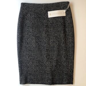 NWT Herringbone Brown & Black Slit Skirt by Etcetera